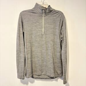 Smartwool 100% Merino Gray Space Dye Quarter Zip Base Layer Men's Medium